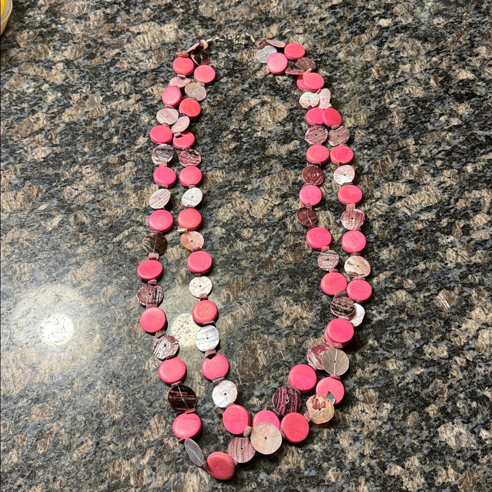 Pink and Brown Beaded Necklace